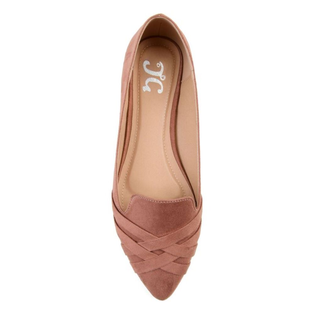 JOURNEE COLLECTION Womens Pink Woven Mindee Pointed Toe Slip On Ballet Flats 7 M - Picture 3 of 4